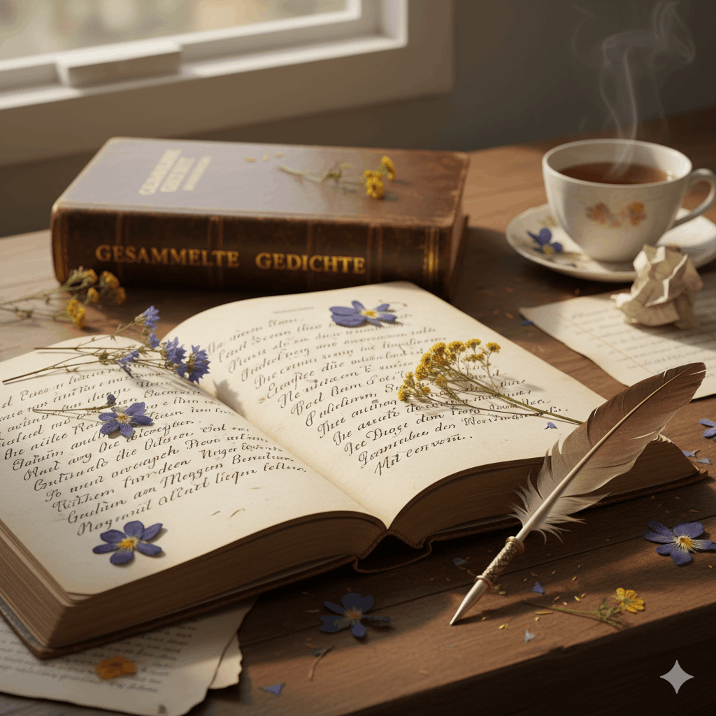 Buch und Feder Leseplatz am Fenster Sonett – Was genau ist das